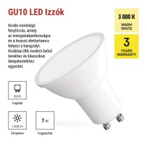 LED izzó Classic MR16 fehér/ GU10 / 7 W (72 W) / 1000 lm / Meleg fehér