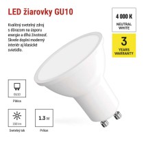 LED žiarovka Classic MR16 biela/ GU10 / 1,3 W (16 W) / 150 lm / Neutrálna biela