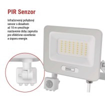 LED reflektor GLARO s pohybovým čidlom, 50 W, biely, IP54, 5000 lm, neutrálna biela