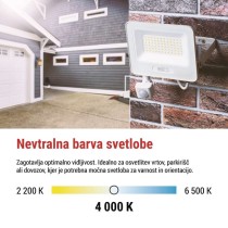 LED reflektor GLARO PIR 50 W, bel, IP54, 5000 lm, nevtralna bela