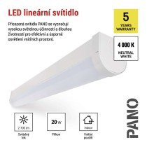 LED lineární svítidlo PANO 20W neutrální bílá