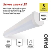 Oprawa liniowa LED PANO 20W, biała neutralna