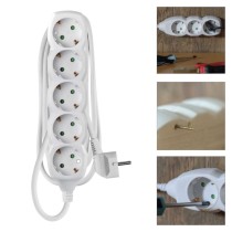 Hosszabbító 1,5 m / 5 aljzat / fehér / PVC / 1,5 mm2