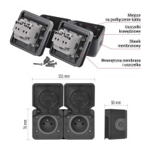 EMOS Cyklone gniazdo podwójne IP55