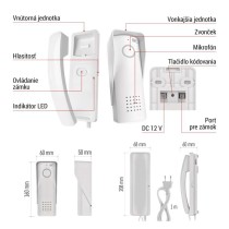 Bezdrôtová sada domáceho audio vrátnika H1088, 1 účastník