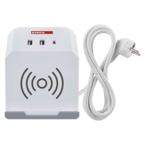Hosszabbító - kocka 2 m / 2 aljzat / fehér / 2×USB-A+1×USB-C+Qi / 1,5 mm2