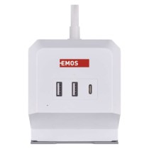 Hosszabbító - kocka 2 m / 2 aljzat / fehér / 2×USB-A+1×USB-C+Qi / 1,5 mm2