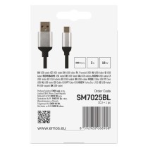 Nabíjací a dátový kábel USB-A 2.0 / USB-C 2.0, 1 m, čierny