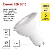 Żarówka LED Classic MR16 / GU10 / 5,8 W (75 W) / 565 lm / ciepła biel