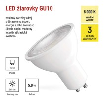 LED žiarovka Classic MR16 biela/ GU10 / 5,8 W (75 W) / 565 lm / Teplá biela