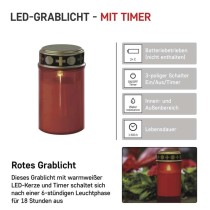 LED Grablicht rot, 2x C, Außen und Innen, warmweiss, Timer