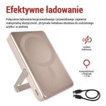 Powerbank EMOS WI 1031, 10 000 mAh, 20 W + wireless, różowo-złoty