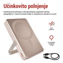 EMOS powerbank EMOS WI 1031, 10 000 mAh, 20 W + wireless, rožnato-zlata
