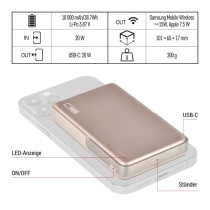Powerbank EMOS WI 1031, 10.000 mAh, 20 W + wireless, Roségold
