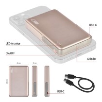 Powerbank EMOS WI 1031, 10.000 mAh, 20 W + wireless, Roségold