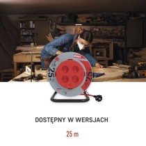 Przedłużacz bębnowy 25 m / 4 gniazda / PVC / 230 V / 1,5 mm2 / nieruchomy środek