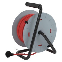 Prodlužovací kabel na bubnu, pevný střed / 25m / 4 zásuvky / červený / PVC / 230V / 1,5mm2