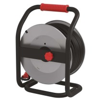 Venkovní prodlužovací kabel na bubnu 50 m / 4 zásuvky / černý / guma / 230 V / 1,5 mm2