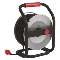 Venkovní prodlužovací kabel na bubnu 50 m / 4 zásuvky / černý / guma / 230 V / 1,5 mm2