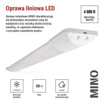 Oprawa liniowa LED MINO 20W, neutralna biel