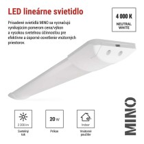 LED lineárne svietidlo MINO 20W, neutrálna biela