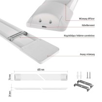 LED lineáris lámpatest MINO 20W, semleges fehér