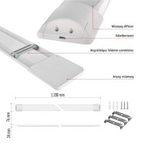 LED lineáris lámpatest MINO 40W, semleges fehér