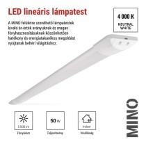 LED lineáris lámpatest MINO 50W, semleges fehér