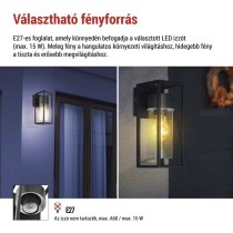 Kerti fali lámpa TILLIA, 12,8 x 11 x 27 cm, 1 x E27, 15 W