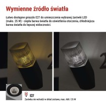 Lampa naścienna Garden LANA 28,6 cm, na żarówkę E27 max 25W, IP54