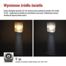 Słupek oświetleniowy Garden LANA 45cm, na żarówkę E27 max 25W, IP54