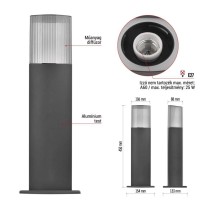 Kerti oszloplámpa LANA, 15,3 x 13,3 x 45 cm, 1 x E27, 25 W