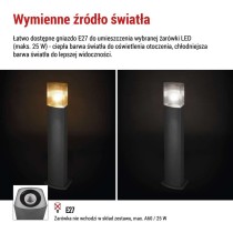 Słupek oświetleniowy Garden LANA 75cm, na żarówkę E27 max 25W, IP54