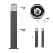 Słupek oświetleniowy Garden LANA 75cm, na żarówkę E27 max 25W, IP54