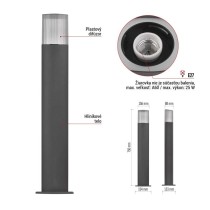 Záhradné stĺpikové svietidlo LANA, 15,4 x 13,3 x 75 cm, 1 x E27, 25 W