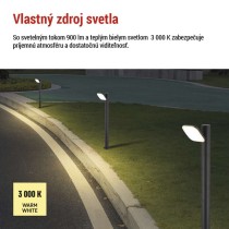 LED záhradné stĺpikové svietidlo NIKA, 12 x 12 x 50 cm, 12,5 W, teplá biela