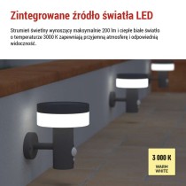 Lampa LED Garden TERION solarna 15 cm, ciepła biel, max 200 lm, IP44, PIR