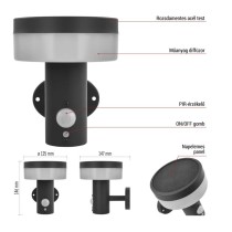 LED napelemes kerti fali lámpa TERION szürkületérzékelővel, 12,5 x 14,7 x 14,6 cm