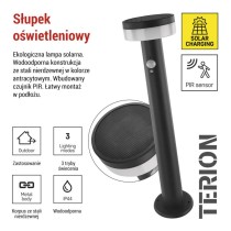 Lampa LED Garden TERION solarna 50 cm, ciepła biel, max 200 lm, IP44, PIR