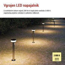 Vrtna LED stoječa svetilka TERION s PIR senzorjem, 12,5 x 12,5 x 50 cm