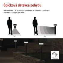 LED zahradní solární sloupkové svítidlo TERION, čidlo soumraku, 12,5 x 12,5 x 50 cm