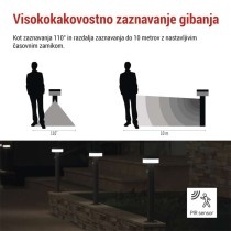 Vrtna LED stoječa svetilka TERION s PIR senzorjem, 12,5 x 12,5 x 50 cm