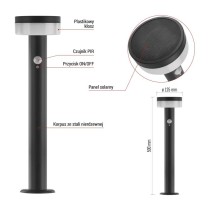 Lampa LED Garden TERION solarna 50 cm, ciepła biel, max 200 lm, IP44, PIR