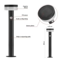 Vrtna LED stoječa svetilka TERION s PIR senzorjem, 12,5 x 12,5 x 50 cm