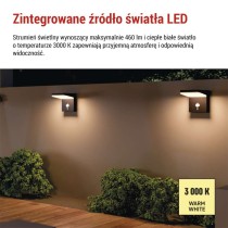 Lampa LED naścienna Garden VEREA solarna, ciepła biel, max 460 lm, IP44, PIR