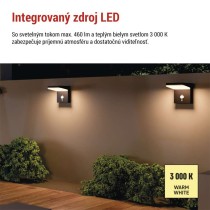 LED záhradné solárne nástenné svietidlo VEREA, senzor súmraku, 10,7 x 15,4 x 13 cm