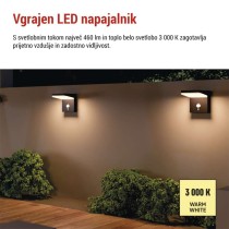 Vrtna LED stenska svetilka VEREA s PIR senzorjem, 10,7 x 15,4 x 13 cm