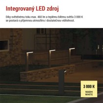 LED zahradní solární sloupkové svítidlo VEREA, čidlo soumraku, 10,7 x 15,4 x 50 cm