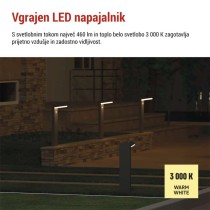 Vrtna LED stenska svetilka VEREA s PIR senzorjem, 10,7 x 15,4 x 50 cm