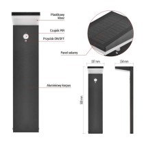 Słupek oświetleniowy LED Garden VEREA solarna, ciepła biel, max 460 lm, IP44, PIR